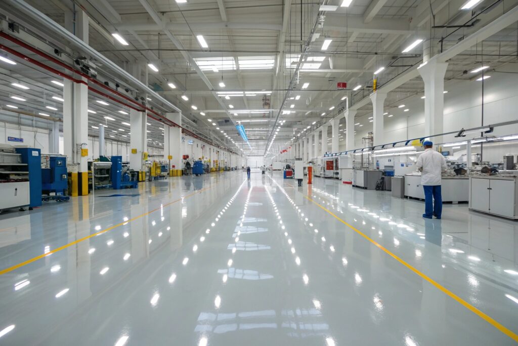 Manufacturing facility in Toowoomba with chemical-resistant epoxy flooring installation